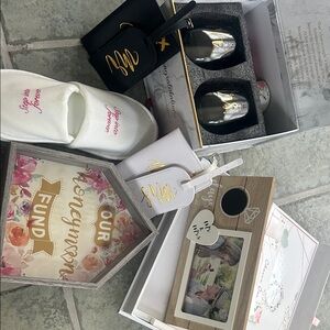 Wedding Gift Set with Slippers and Wine Glasses